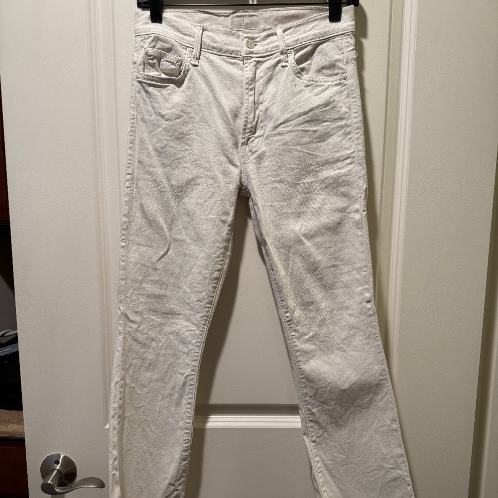 MOTHER The Insider High Rise Crop Step Fray Bootcut Jeans